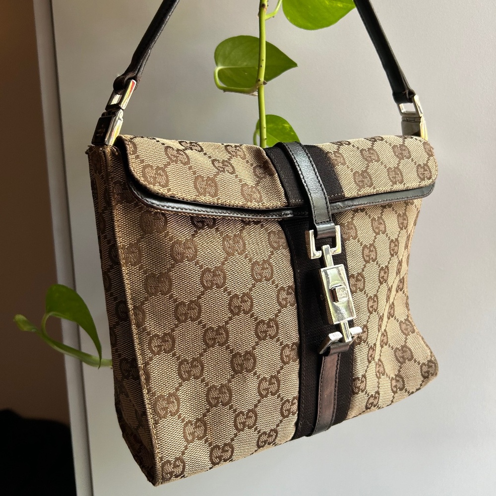 Vintage Gucci Jackie O Brown Monogram Purse
